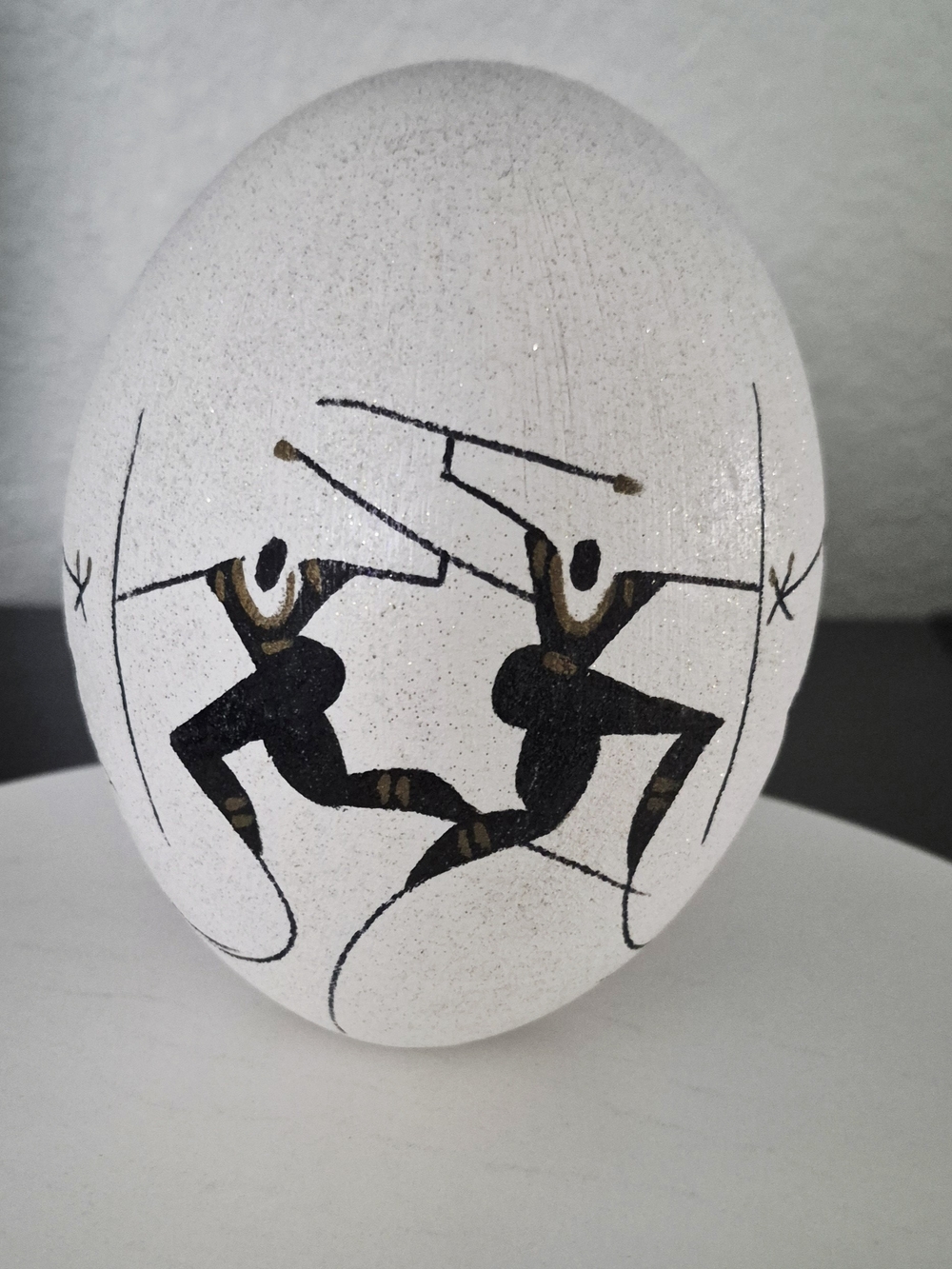 Vintage Hilary Keay Signed South African Painted Ostrich Egg w/ Acrylic Stand